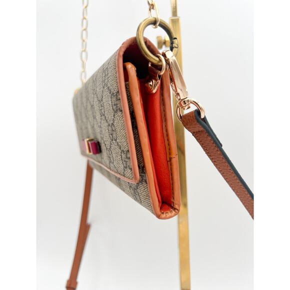 GUCCI GG Supreme Ribbon Beige Pink Orange Long Wallet Converted - Picture 6 of 15
